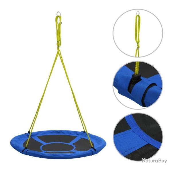 Balanoire ronde bleue 110 cm en tissu Oxford - Sige suspendu extrieur pour enfants jusqu' 100 kg