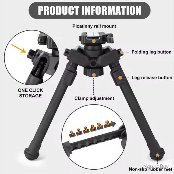 BIPIED TACTIQUE ALUMINIUM/NYLON