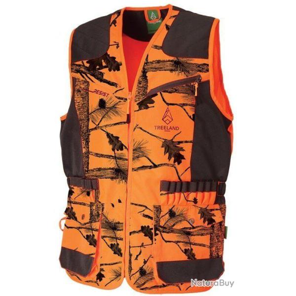 Gilet de chasse anti ronce camouflage orange TREELAND
