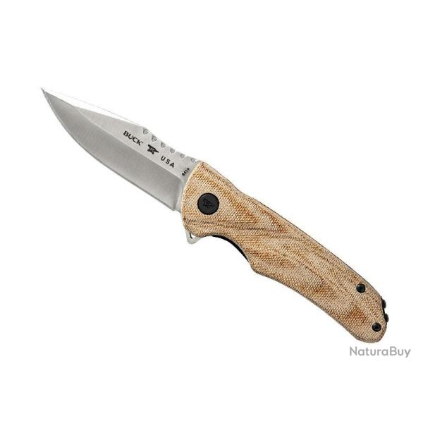 Couteau Buck Knives SPRINT PRO MICARTA NATUREL lame drop-point acier CPM-S30V avec  flipper 