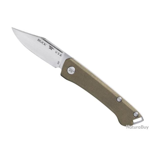 Couteau Buck Knives SAUNTER MICARTA VERT lame acier 154CM  cran  slip joint 