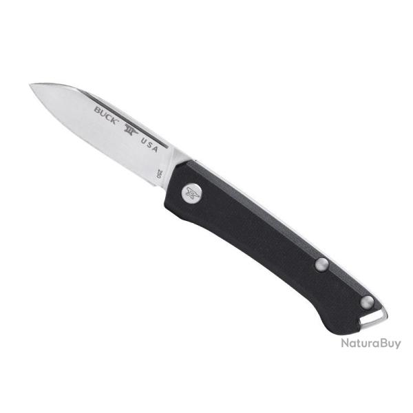 Couteau Buck Knives SAUNTER DROP POINT MICARTA NOIR lame drop-point acier 154CM  cran slip joint