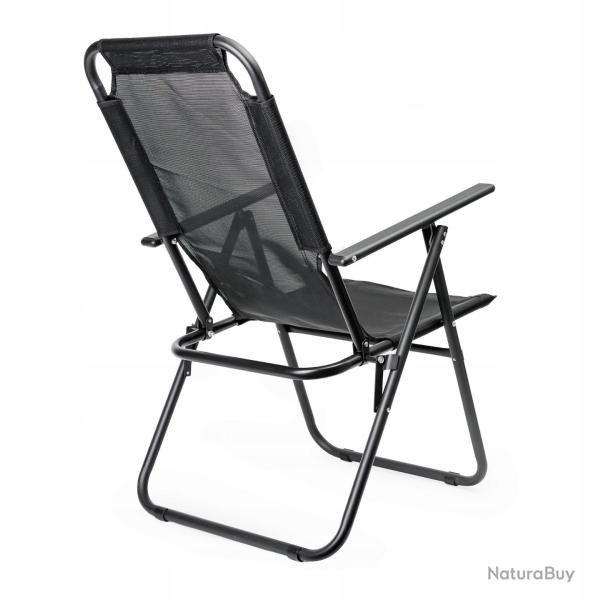 Chaise de Camping - 62x45x102 cm - Noire - Dossier R�glable