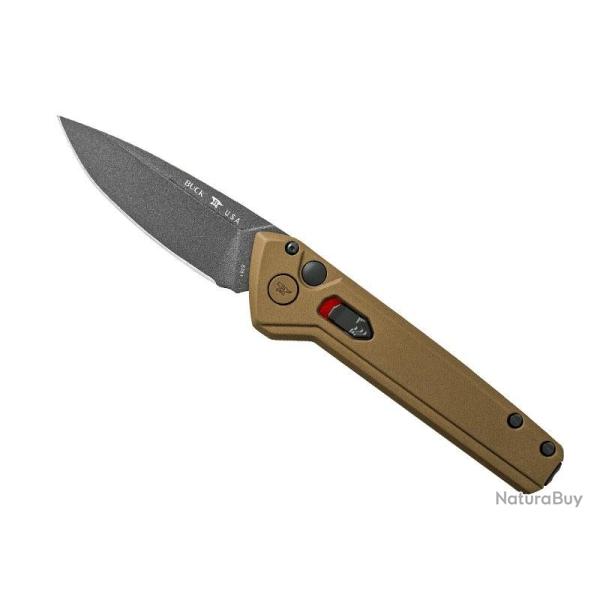 Couteau automatique Buck Knives  DEPLOY BRONZE lame drop-point acier 154CM revtement Cerakote gris