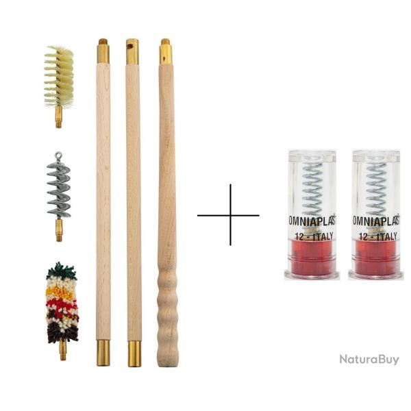 Kit de nettoyage avec baguette, 3 couvillons et 2 cartouches de manipulation pour calibre 12