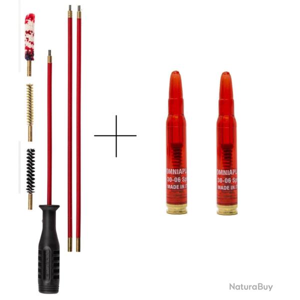 Kit de nettoyage avec baguette, 3 couvillons et 2 cartouches de manipulation pour calibre 30-06