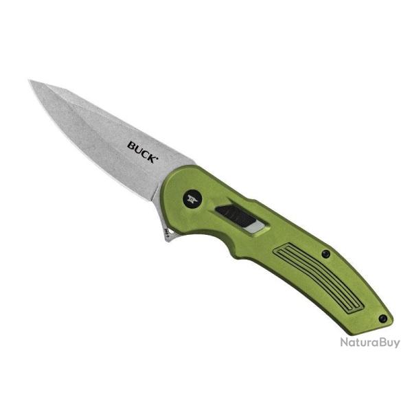 Couteau Buck Knives HEXAM ASSIST VERT  lame drop-point acier 7CR satin