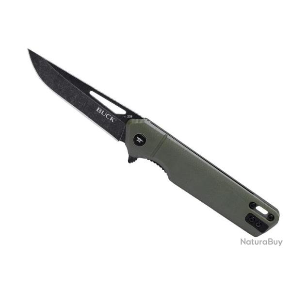 Couteau Buck Knives INFUSION G10 VERT lame noire  trou acier 7cr