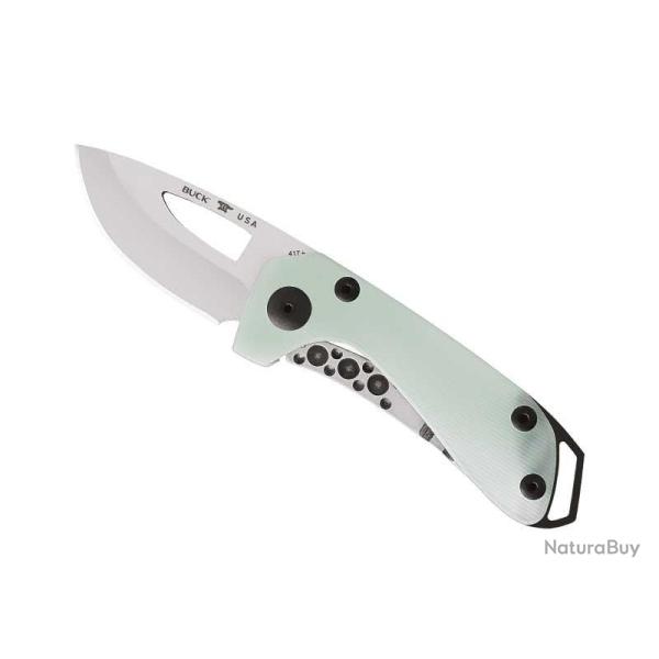 Couteau Buck Knives BUDGIE G10 NATUREL  lame drop point  trou acier CPM-S35VN  cran intrieur