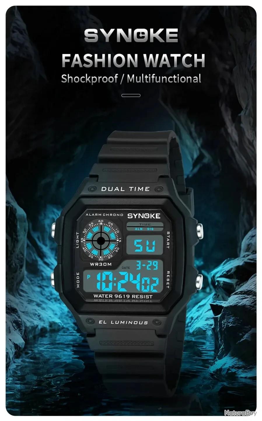 Synoke montre numérique de sport de plein air pour hommes -SYNOKE