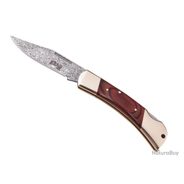 Couteau  Herbertz  PACCA lame damas inox 73 couches (noyau en VG10)  cran