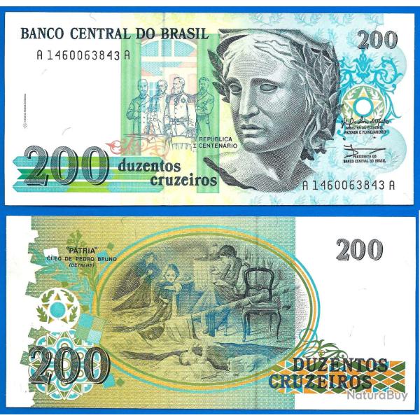 Bresil 200 Cruzeiros 1990 Serie A Billet NEUF Brasil Brazil Amerique