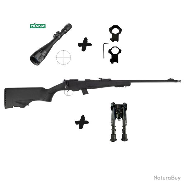 Carabine Hatsan "Escort 22 Lr Synthtique" + Lunette Diana 4-16x42 + bipieds + 2 chargeurs, neuf