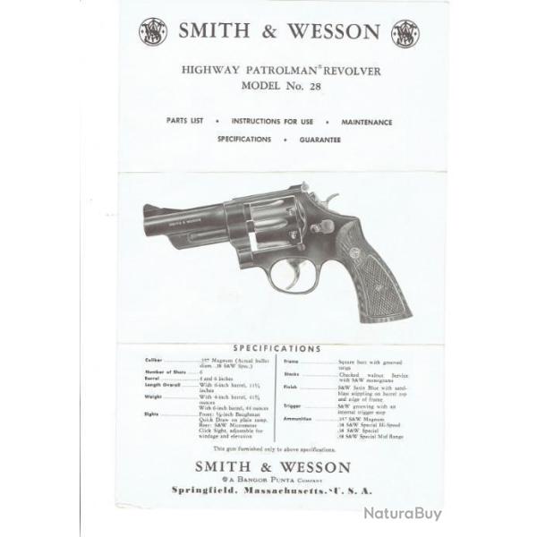 notice SMITH WESSON model 28 (envoi par mail) - VENDU PAR JEPERCUTE (m2450)