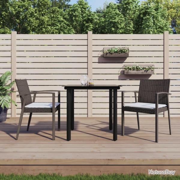 Ensemble � manger de jardin 3 pcs coussins r�sine tress�e acier