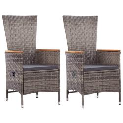 Chaises d'ext&eacute;rieur lot de 2 avec coussins R&eacute;sine tress&eacute;e Gris