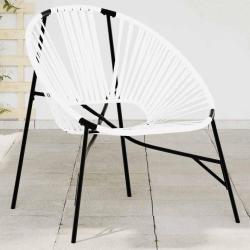 Chaise oeuf de jardin noir et blanc r&eacute;sine tress&eacute;e