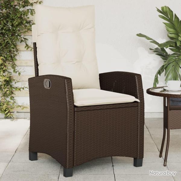 Chaise inclinable de jardin avec coussins marron r�sine tress�e