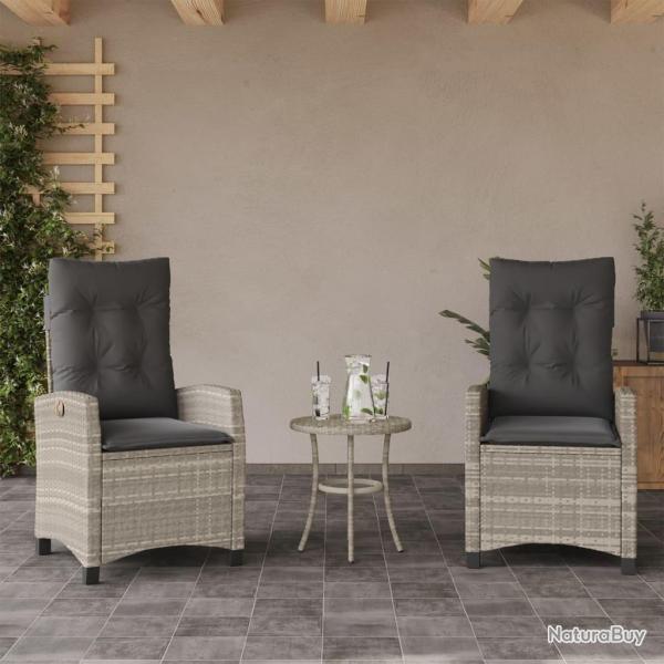 Chaises inclinables jardin lot de 2 et coussins r�sine tress�e