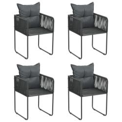 Chaises d'ext&eacute;rieur lot de 4 avec oreillers R&eacute;sine tress&eacute;e Noir