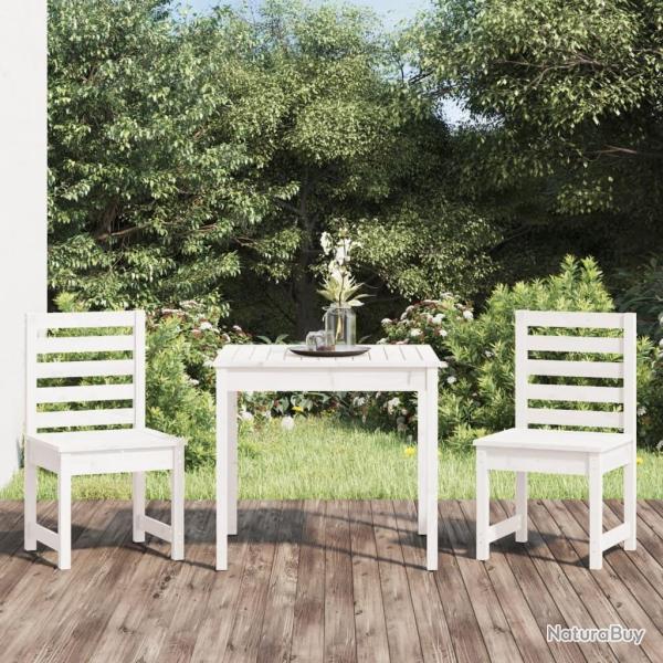 Ensemble de bistrot de jardin 3 pcs blanc bois de pin massif