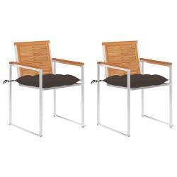Chaises de jardin avec coussins lot de 2 Acacia solide et acier