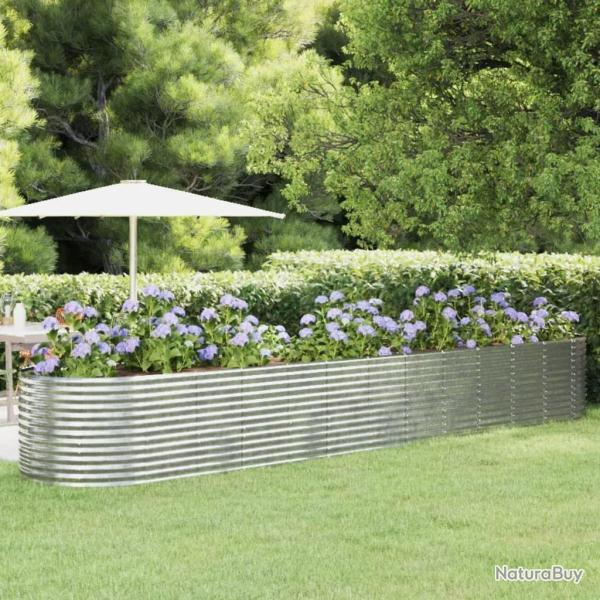 Lit sur�lev� de jardin Acier enduit de poudre Argent�