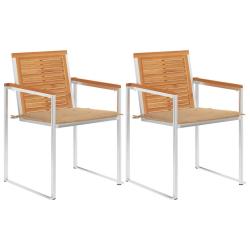 Chaises de jardin avec coussins lot de 2 Acacia solide et acier