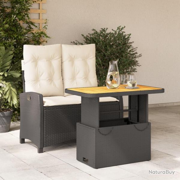 Ensemble � manger de jardin coussins 2pcs noir r�sine tress�e