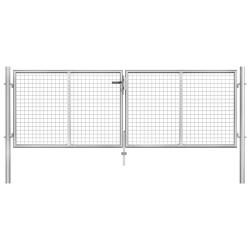 Portail de jardin en acier galvanis&eacute; 300 x 75 cm argent