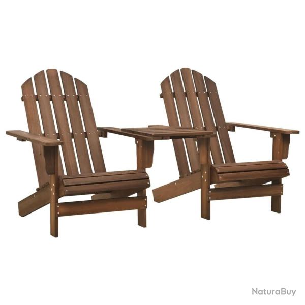 Chaises de jardin Adirondack avec table bois de sapin marron