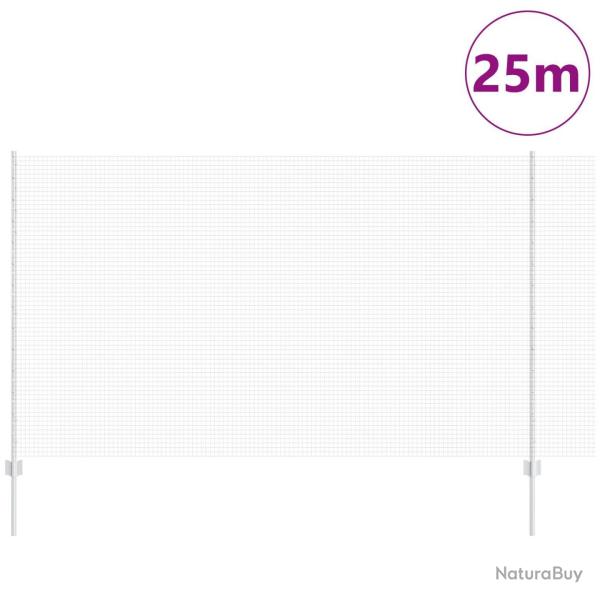 Cl�ture en fil soud� avec 22 poteaux U Argent 1.4x25 m Acier