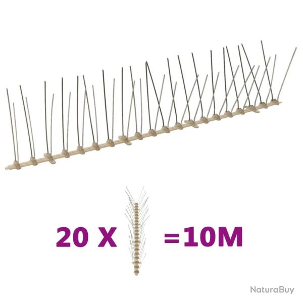 Ensemble de 20 pointes � 4 rang�es contre oiseaux Plastique 10m