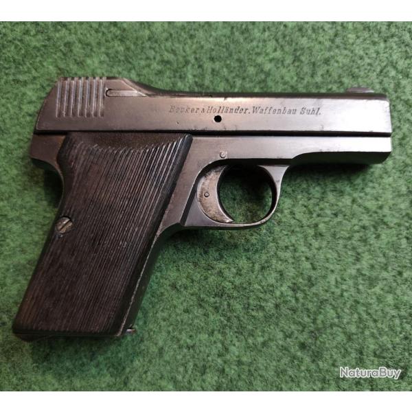 RARE - Pistolet semi-automatique BECKER & HOLLNDER mod. Beholla - Cal. 7,65 Browning (Occasion rvi