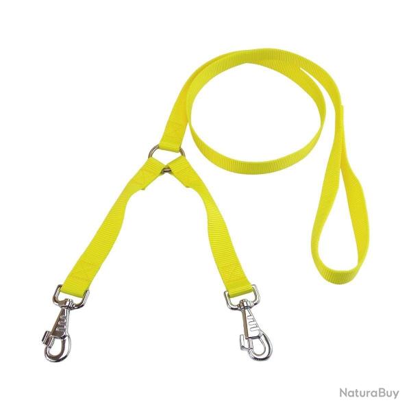 laisse double nylon jaune jokidog 25 cm