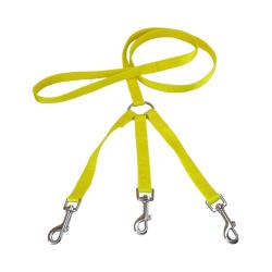 laisse triple Teckel nylon jaune jokidog