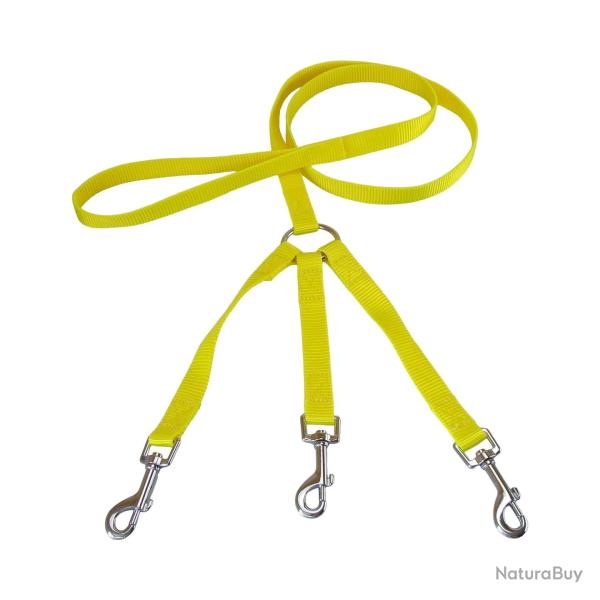 laisse triple Teckel nylon jaune jokidog