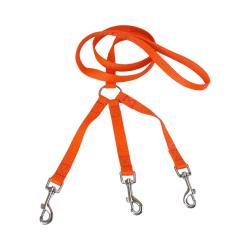 laisse triple Teckel nylon orange jokidog