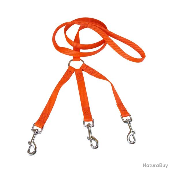 laisse triple Teckel nylon orange jokidog