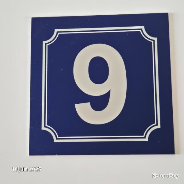 Numro de rue sur plaque en aluminium avec le numro 6 ou 9 , couleur bleu roi