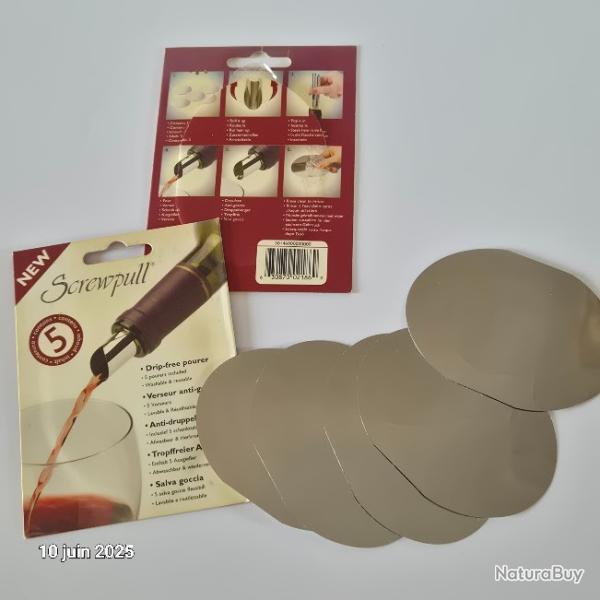 Verseur Screwpull Anti-gouttes et bec verseur, 10 feuilles  pour les bouteilles de vin