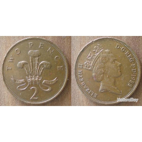 Royaume Uni 2 Pence 1988 Piece Reine Elizabeth 2 Pences