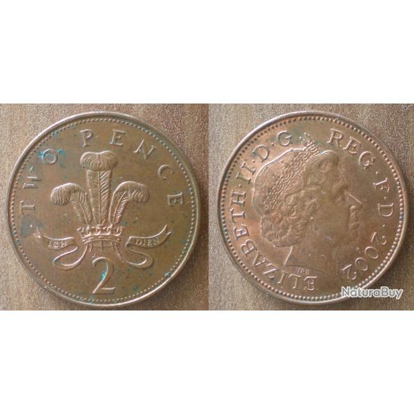 Royaume Uni 2 Pence 2002 Piece Reine Elizabeth 2 Pences