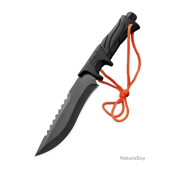 Grand Couteau noir  lame fixe avec son tui