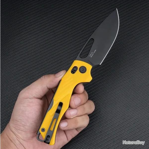 Couteau SRM Mirage Yellow 239X-GY Lame Acier Sandvik 14C28N Manche G10 Ambi-Lock KIVT SRM239XGY