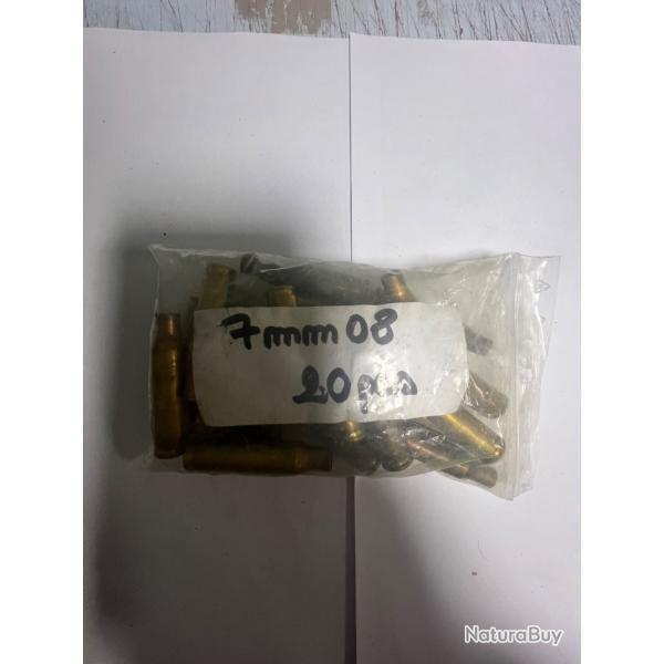 Lot 20 douilles vrac 7mm-08 rem mlang tir 1 fois
