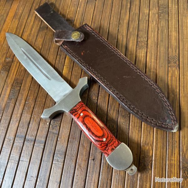 FORTE DAGUE DOUBLE TRANCHANT FOURREAU DE CEINTURE CUIR