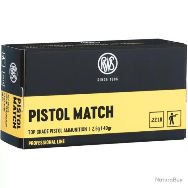Munitions RWS 22 LR Pistol Match 2.6g 40gr x2 boites