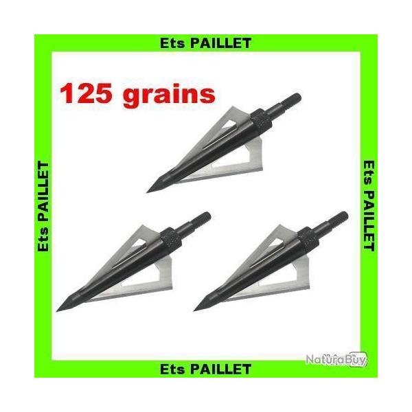 PROMOTION Blister de 3 Pointes de chasse Tri Lames 125 GRAINS Id�al Gros gibier pour arc ou arbal�te