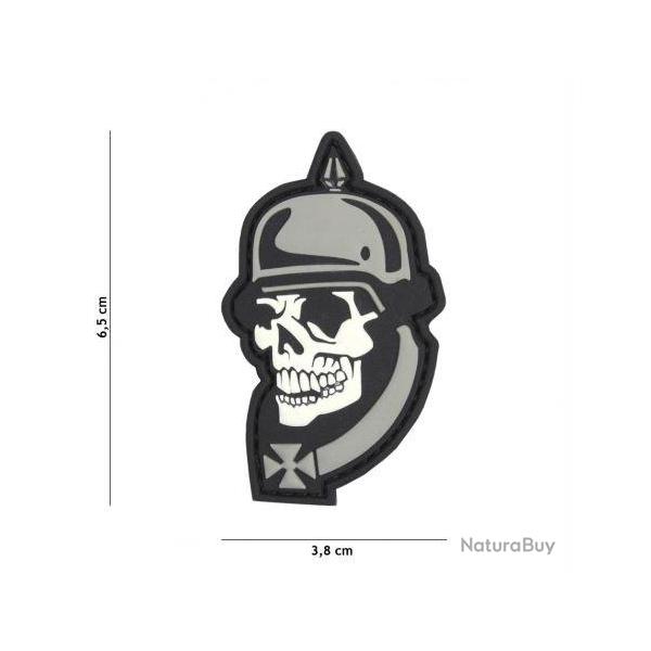 Patch 3D PVC Skull Casque WWI (101 Inc) Wolf Grey